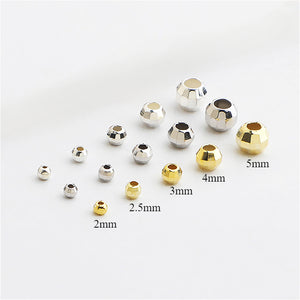 10pcs 2.5-5mm S925 Gold-Plated Faceted Spacer Beads for DIY Jewelry Making