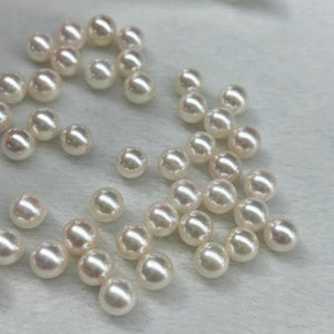 4A 4-11mm White Akoya Pearl, Natural Saltwater Round Loose Pearl with Strong Luster Slight Blemish, Undrilled Half Drilled 1mm or Fully Drilled 0.7mm