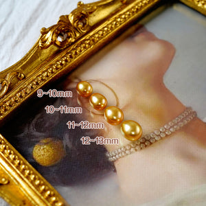 5A 11-15mm Drop Golden South Sea Pearl, Deep Gold Iridescent Tear Shape Sea Pearl, Undrilled Loose Bead for Pendant Earring Custom Jewelry