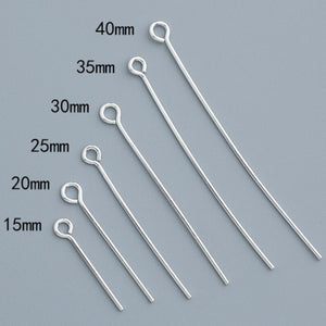 20pcs 15-40mm S925 Sterling Silver Round Head, 9-Shaped, T-Pin Needles