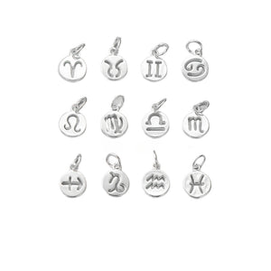 S925 Sterling Silver Twelve Constellation Pendant, DIY Beaded Rope Bracelet Necklace Accessories, 8.2mm & 9.2mm