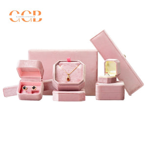 7 Piece Pink Velvet Jewelry Box Set Custom Logo Packaging Display