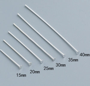 20pcs 15-40mm S925 Sterling Silver Round Head, 9-Shaped, T-Pin Needles