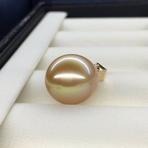 5A 13–14mm Oval Golden South Sea Pearl Pendant, 18K Gold Diamond Drop Setting, Teardrop Sea Pearl Diana Style, Custom Color Match