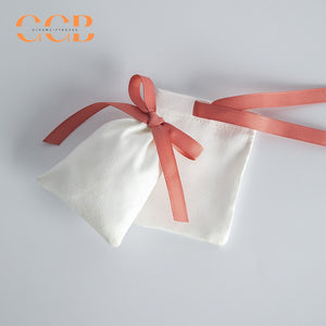 20pcs white jewelry pouch with pink bow, luxury drawstring gift bags for rings earrings necklaces, elegant jewelry packaging set