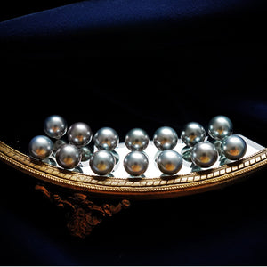 5A 8–14mm Natural Platinum Grey Tahitian Pearl, High Luster Round Undrilled Sea Pearl Bead, Elegant Affordable Loose Pearl for Jewelry