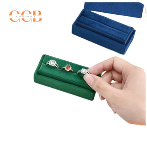 Mini rectangular velvet jewelry ring box