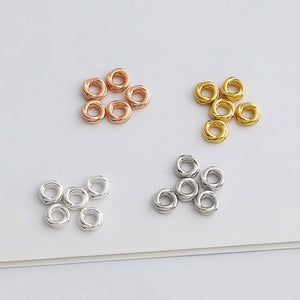 10pcs S925 Sterling Silver Twisted Circle Spacer Beads 3-4mm