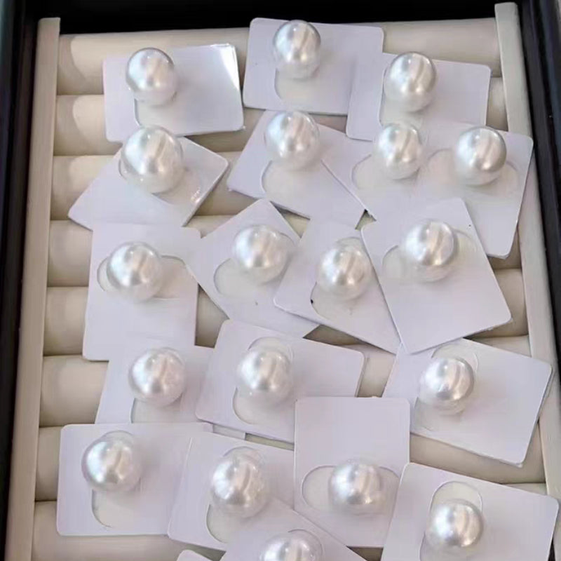 4A 9-15mm Australian White South Sea Baroque Pearl, Near Round Loose Pearl with Strong Luster, Undrilled Half Drilled 1mm or Fully Drilled 0.7mm