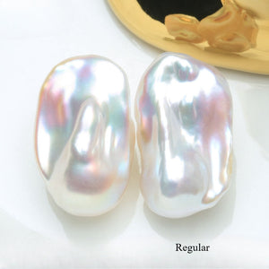 4A Flameball Baroque Pearl Pair 12×21mm Natural White