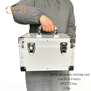 Square Metal Gemstone Display Tray with Glass Top Storage Boxes