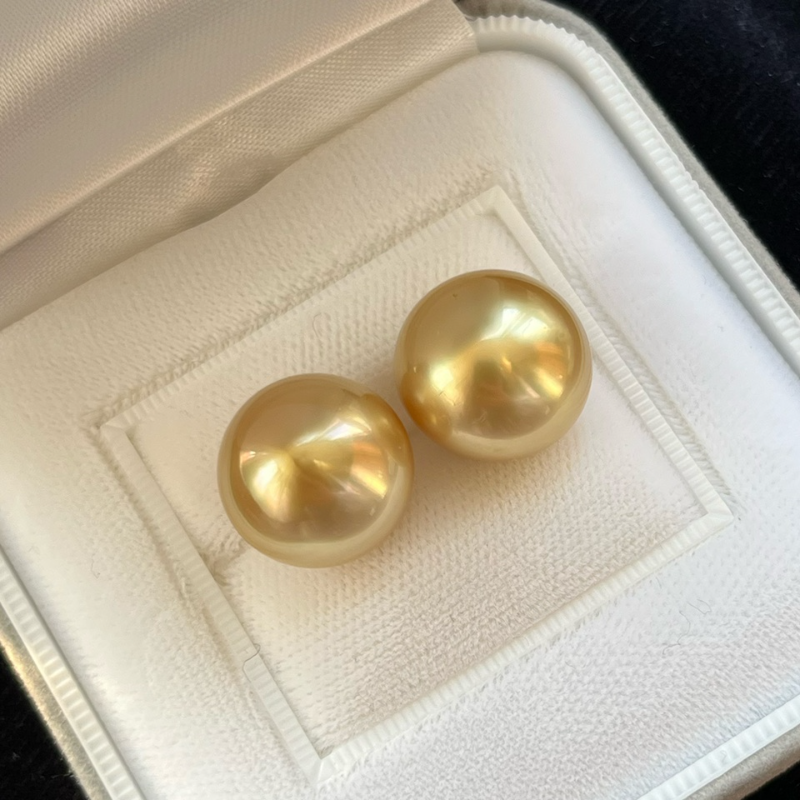 3A 11-15mm Medium Golden South Sea Pearl, Semi Round Nearly Round Loose Pearl, Single Undrilled Bead for DIY Jewelry Making