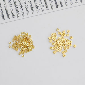 10pcs 1.5-2mm S925 Silver Gold-Plated Square Spacer Beads