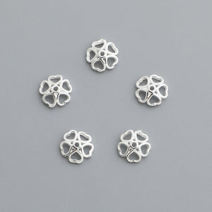 10pcs S925 Sterling Silver Heart Flower Bead Cap