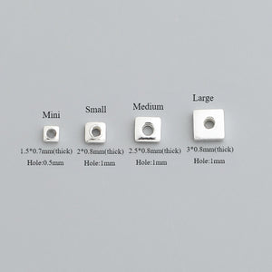 S925 Sterling Silver Square Spacer Beads for DIY Bracelet Necklace