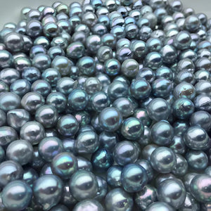 Natural Akoya Grey Blue Saltwater Pearl Beads for DIY Jewelry Making