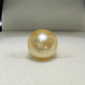 4A 10–14mm Medium Golden South Sea Pearl, Natural Round Saltwater Loose Pearl, Strong Luster Slightly Blemished Bead for Jewelry DIY