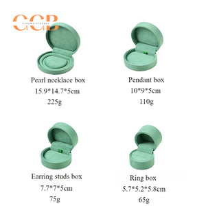 Green Luxury Velvet Jewelry Gift Box Set with Ring, Necklace & Earring Holders, High-End Jewelry Packaging for Wedding or Display