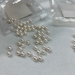 4A 4-11mm White Akoya Pearl, Natural Saltwater Round Loose Pearl with Strong Luster Slight Blemish, Undrilled Half Drilled 1mm or Fully Drilled 0.7mm
