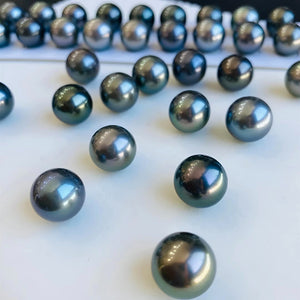 Tahitian Black Pearl Undrilled Bead, Natural Round Sea Pearl for DIY