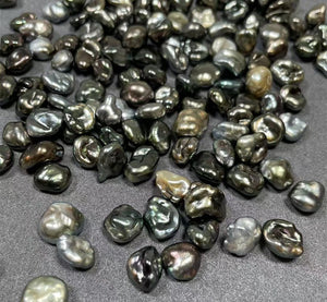 3A 2-12mm Tahitian Keshi Pearl, Natural Black Loose Saltwater Pearl with Good Luster, Undrilled Half Drilled 1mm or Fully Drilled 0.7mm