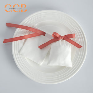 20pcs white jewelry pouch with pink bow, luxury drawstring gift bags for rings earrings necklaces, elegant jewelry packaging set
