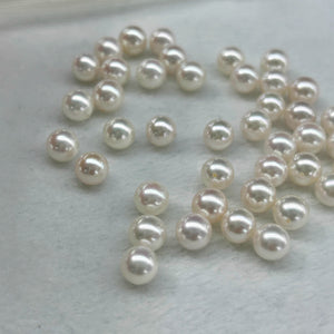 4A 4-11mm White Akoya Pearl, Natural Saltwater Round Loose Pearl with Strong Luster Slight Blemish, Undrilled Half Drilled 1mm or Fully Drilled 0.7mm
