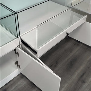 Glass Jewelry Display Cabinet with Lock - Floor Standing Store Showcase (Black/White)