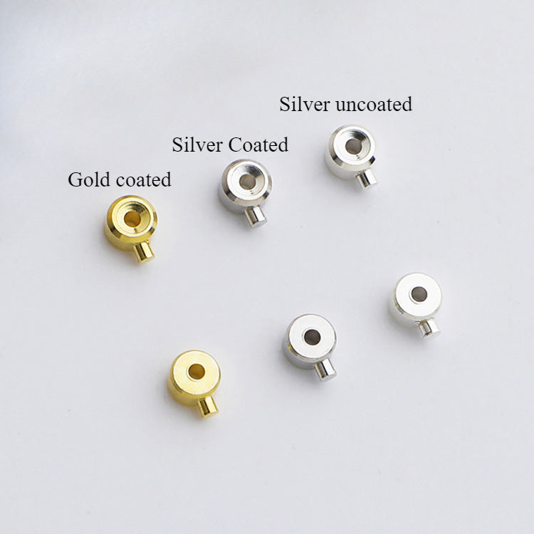 10pcs 3mm S925 Sterling Silver and Gold-Plated End Cap Beads