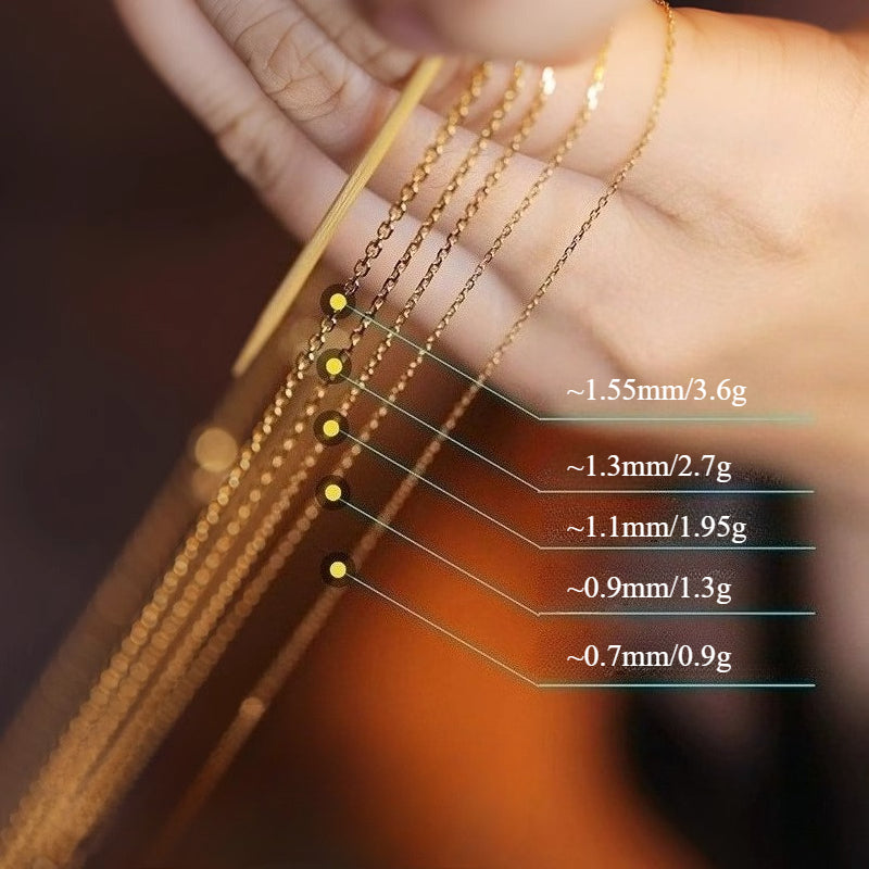 18K Gold Chain Necklace AU750, Adjustable Prime Cross Collarbone Chain Pin Style for Floating Pearl Pendant