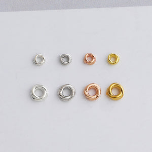 10pcs S925 Sterling Silver Twisted Circle Spacer Beads  3-4mm