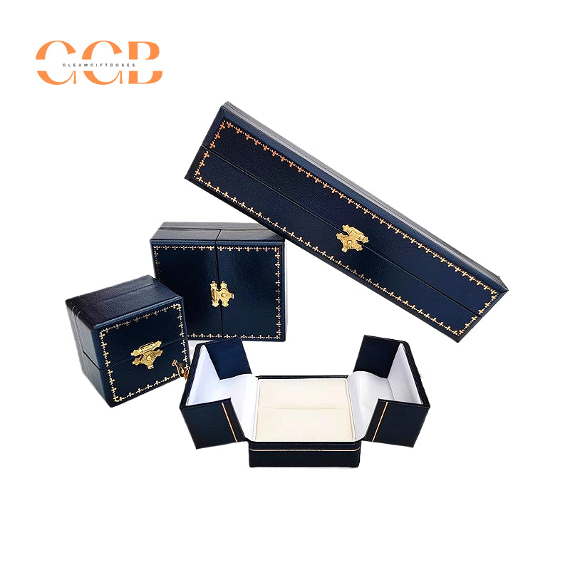 Vintage dark blue double door mini jewelry box for proposal