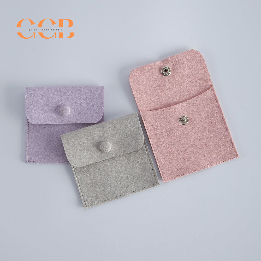 20pcs snap button jewelry pouch set, 8x8cm multi color suede pouches for rings earrings necklaces, jewelry packaging bags