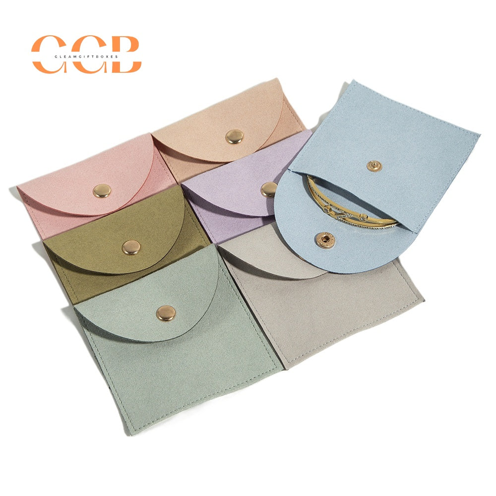 20pcs 9 color jewelry pouch set, 8x8cm suede snap button pouch for rings earrings necklaces, multi color jewelry packaging bags