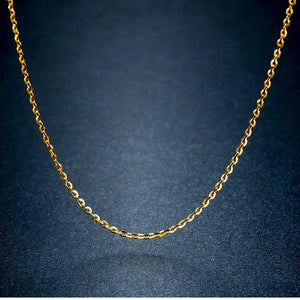 18K Gold O Chain Necklace AU750, Adjustable 40-50cm Flash O Link Collarbone Chain for Pendant