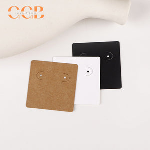 100pcs wholesale 5x5cm earring display cards with two holes for stud hoop jewelry black white paper cards small jewelry packaging