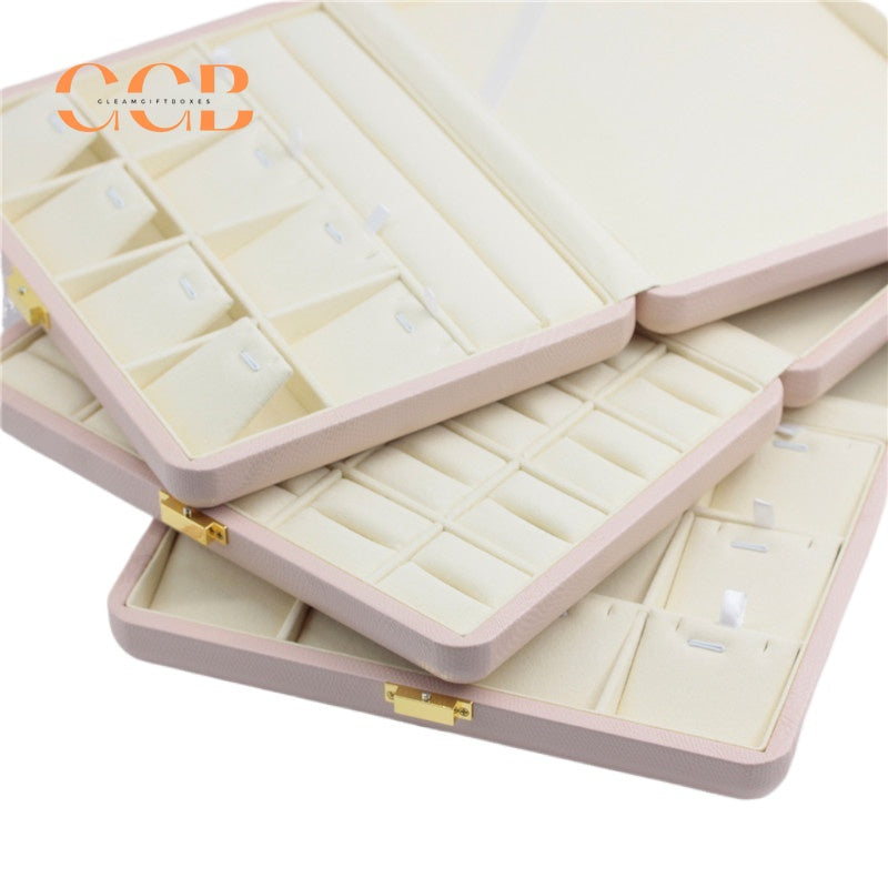 Luxury nude PU leather jewelry box for ring earrings necklace storage