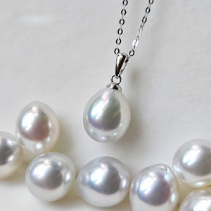 18K Gold 5A 8-13mm Australian White South Sea Pearl Pendant, Drop Shape High Luster Silky Pearl, Luxury Jewelry, Pearl Wholesale