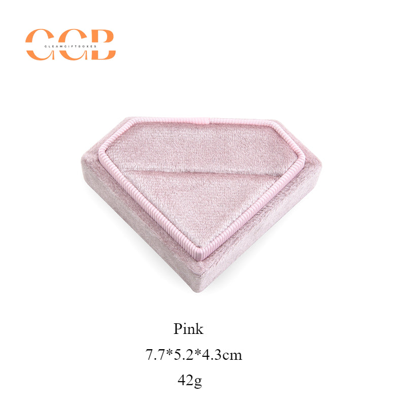 Luxury diamond shaped velvet ring box
