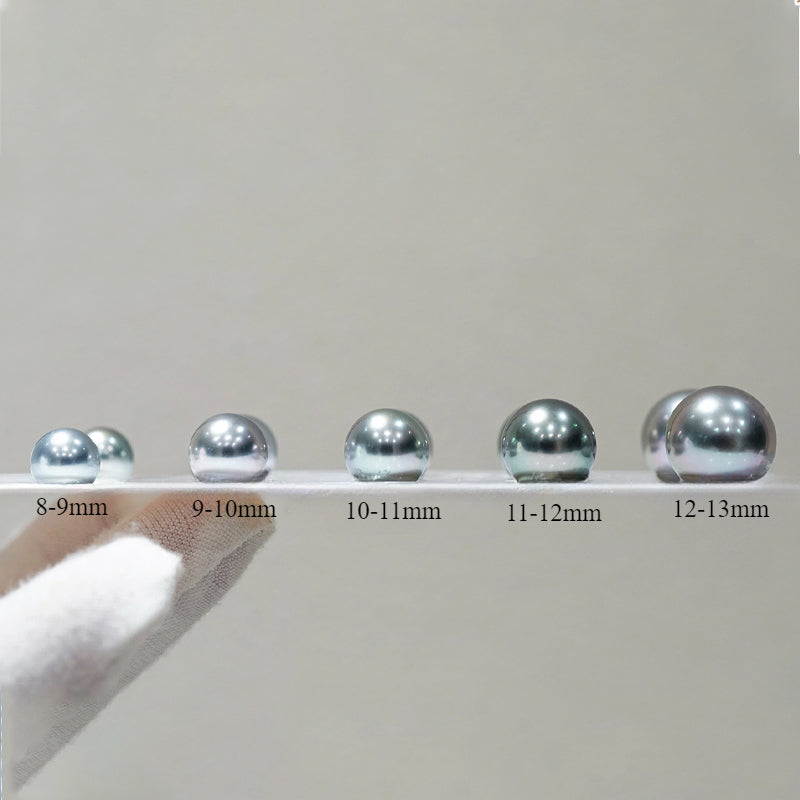 5A 8–14mm Natural Platinum Grey Tahitian Pearl, High Luster Round Undrilled Sea Pearl Bead, Elegant Affordable Loose Pearl for Jewelry