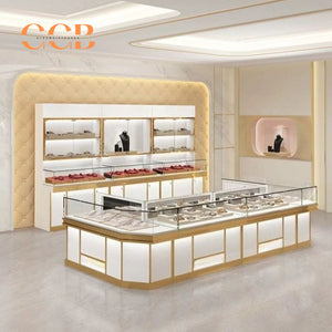 Luxury Glass Jewelry Display Cabinet, Floor Standing Storage with Drawers, Showcase for Jewelry Stores