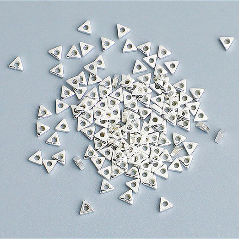 10pcs S925 Silver Triangle Spacer Beads