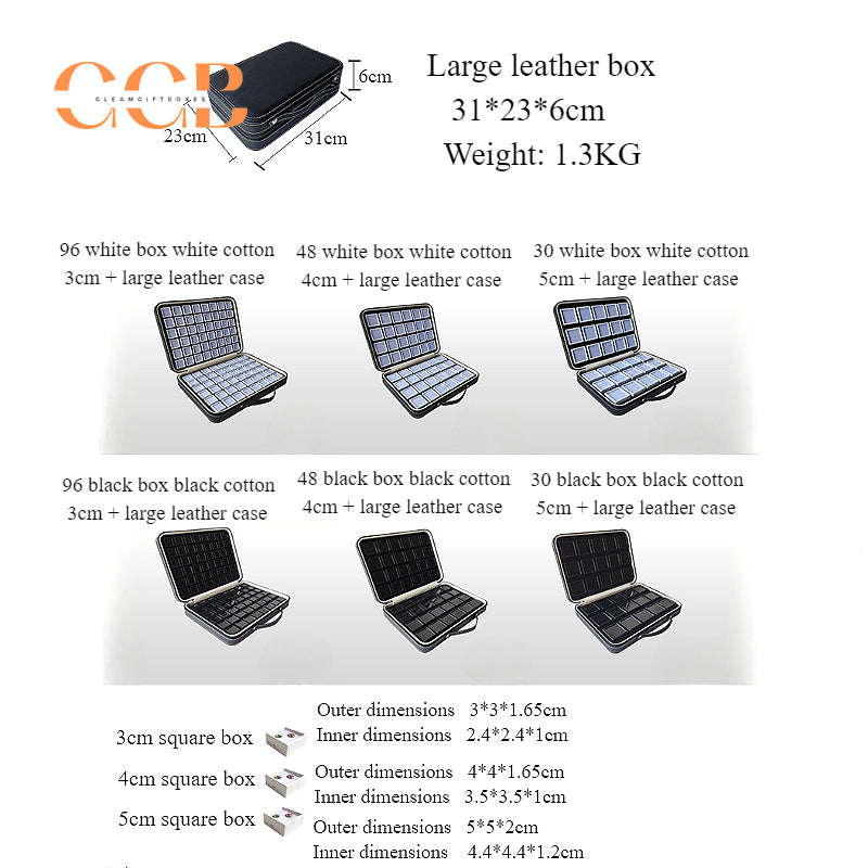 Gemstone Storage Sample Display Box with Loose Stone Organizer