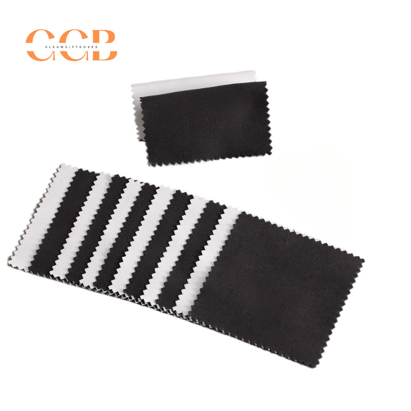 50pcs white or black custom logo silver polishing cloth