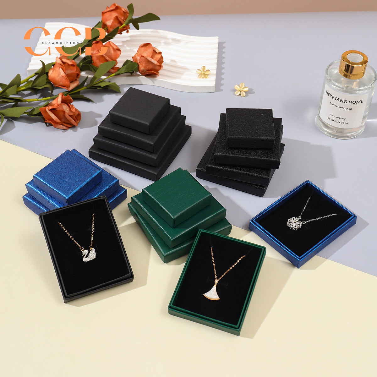 10pcs Blue Ultra-Thin Wholesale Jewelry Gift Boxes, Multi-Color Packaging for Necklace, Earrings, Ring and Bracelet