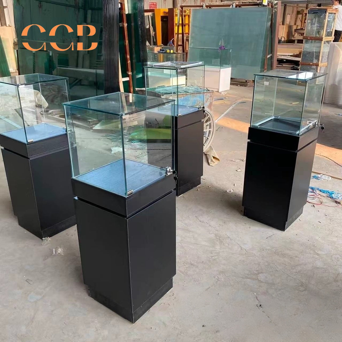 Glass Display Cabinet with LED Light, Collectibles Display Case, Curio Display Cabinet, Lockable Showcase, Retail Display