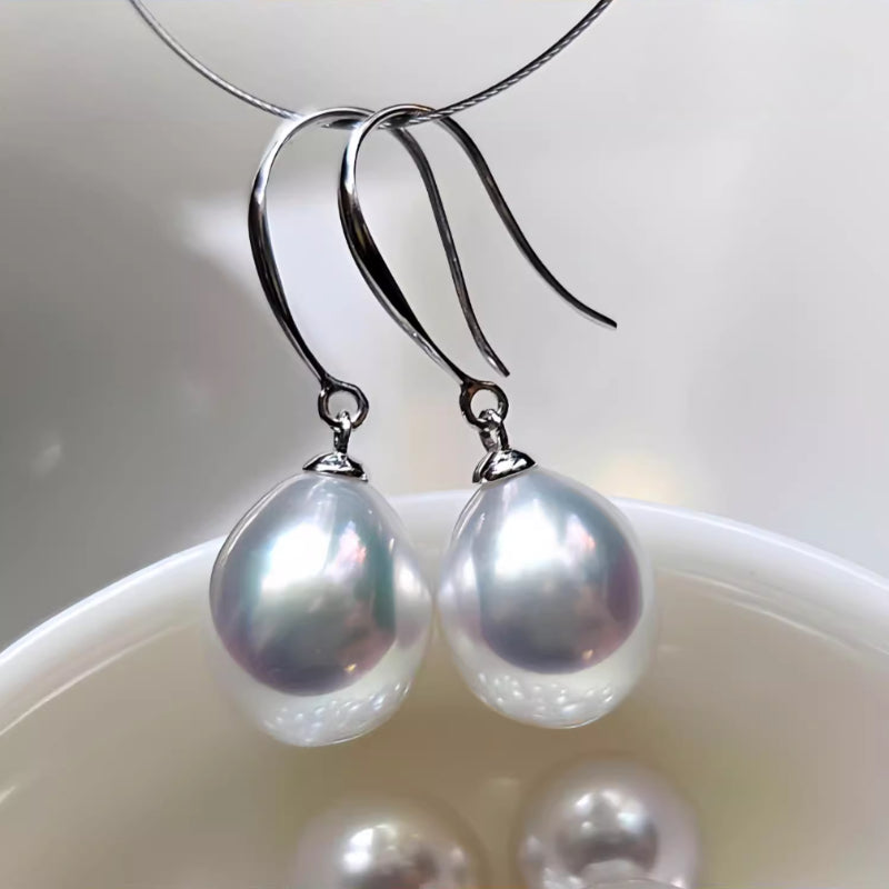 5A 8-13mm Australian White South Sea Pearl Drop Earrings