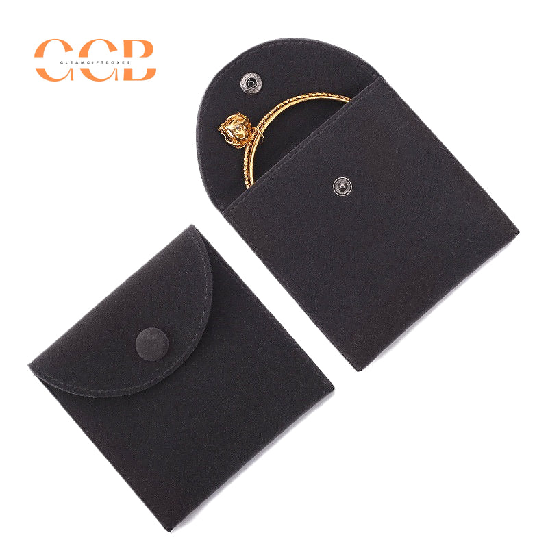 10pcs Velvet Jewelry Pouches with Snap Button, Custom Logo Bags