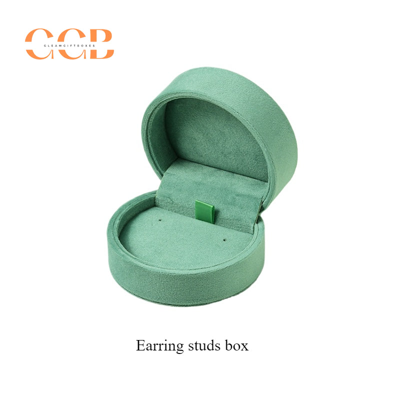Green Luxury Velvet Jewelry Gift Box Set with Ring, Necklace & Earring Holders, High-End Jewelry Packaging for Wedding or Display
