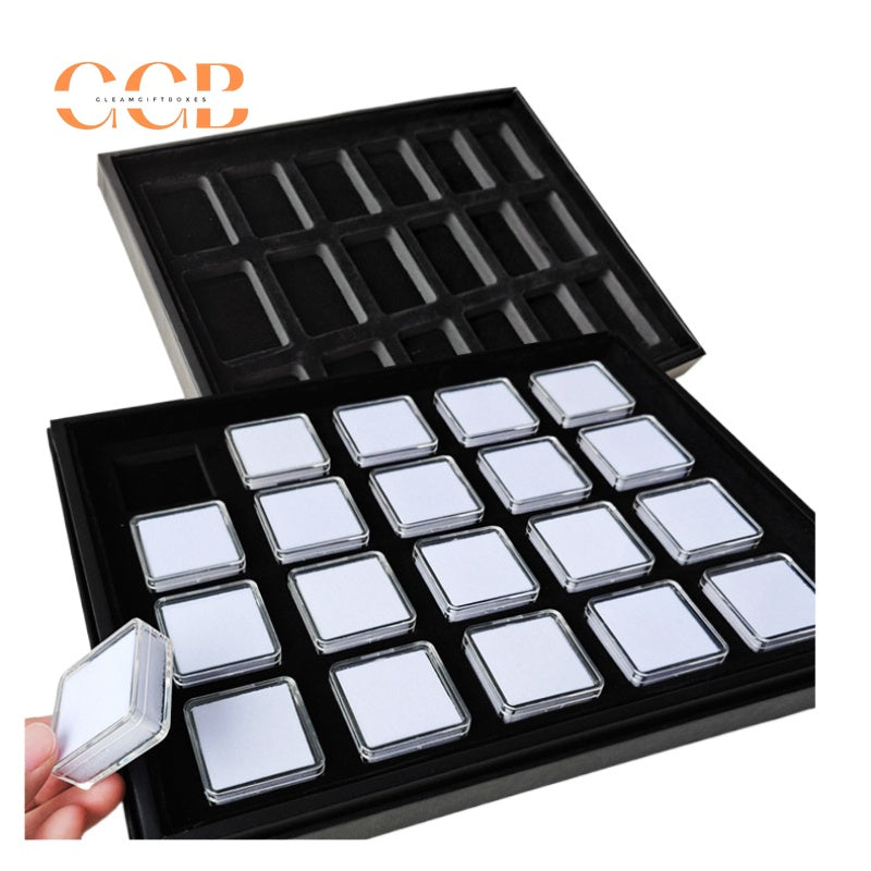 Rectangular plastic clear gemstone display storage box tray